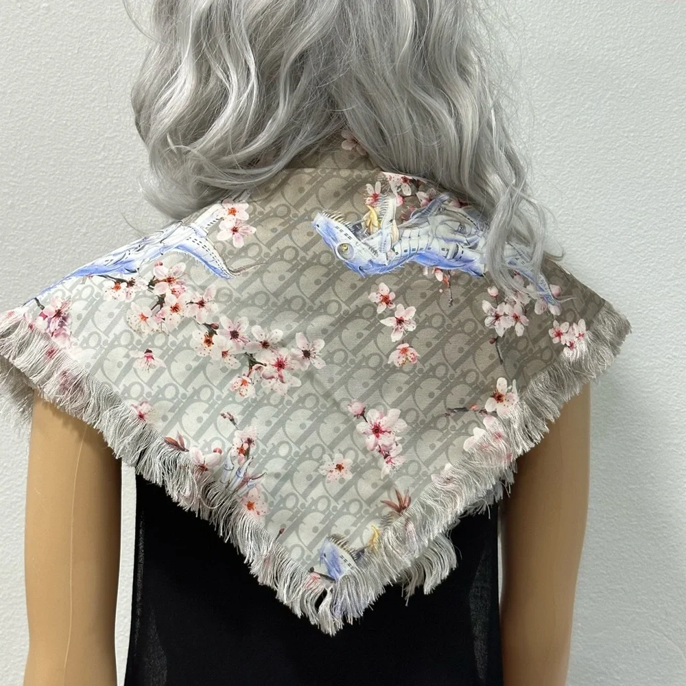 Authentic Dior Sorayama Oblique Dinosaur Silk Scarf
